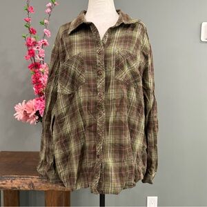 George 100% Cotton Plaid Button Down Long Sleeve